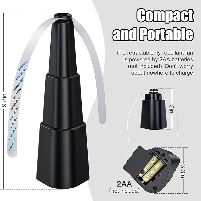 Portable Fly Repellent Table Fan – Battery Operated Food Protector with Soft Rotating Blades & Hanging Hook for Indoor & Outdoor Use