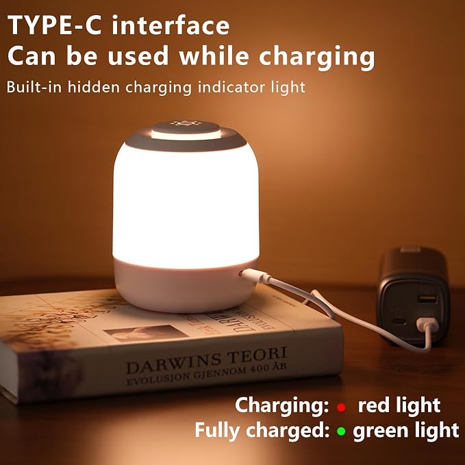 Rechargeable LED Baby Night Light – Portable Touch Dimmable Warm Bedside Lamp for Nursery, Breastfeeding, Kids & Bedroom