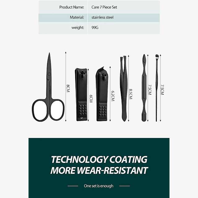 7-Piece Manicure Tool Set for Unisex – Professional Nail Care Kit for Home & Travel