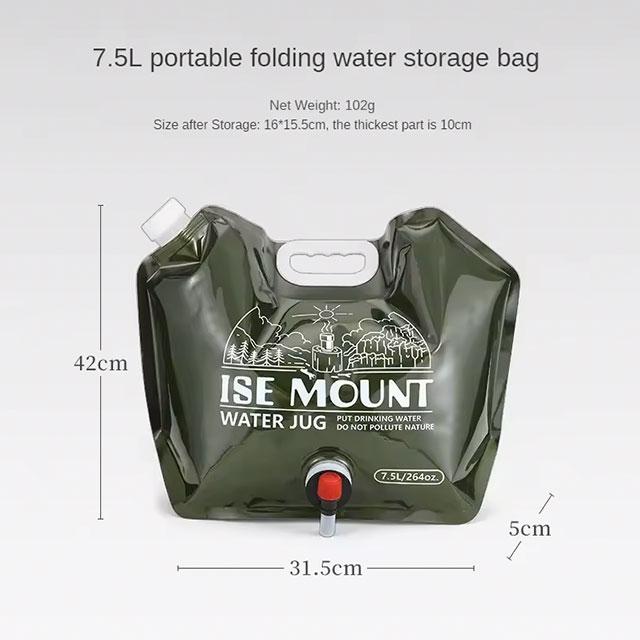 7.5L Foldable Camping Water Container with Faucet – Portable BPA-Free Water Storage Bag for Hiking, Picnic, Travel & Emergency Use