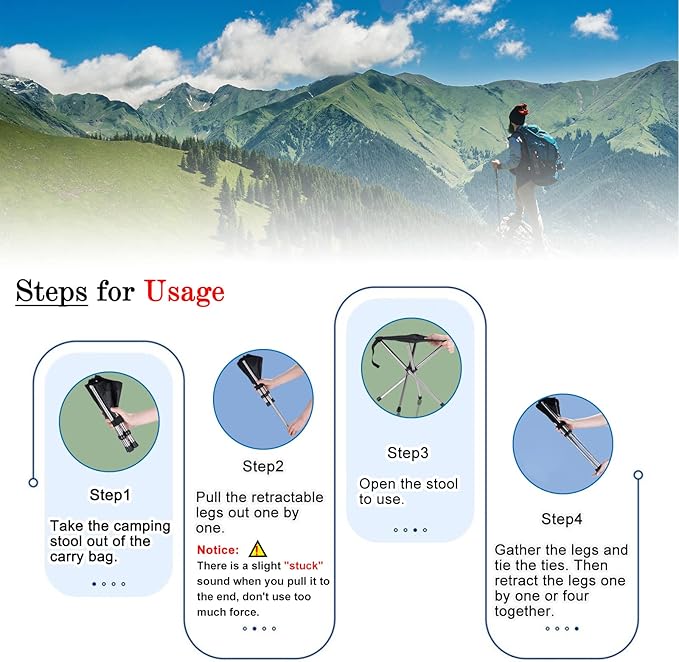Portable Folding Camping Stool – Lightweight Compact Outdoor Chair with Carry Bag for Camping, Hiking, Fishing & Travel (27 cm / 31 cm)