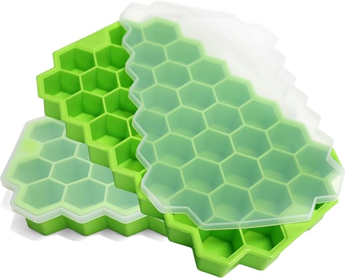 Silicone Ice Cube Trays with Lid – Easy-Release Reusable Ice Makers for Freezer, Stackable Organizer Bins for Cocktails & Iced Coffee