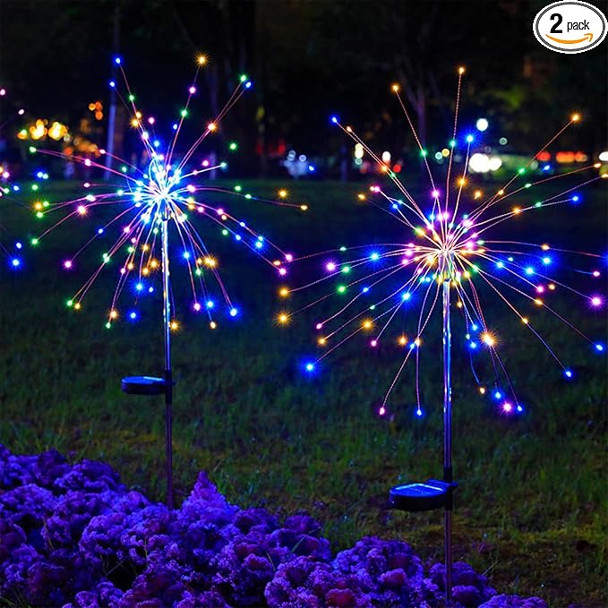 120 LED Solar Firework Garden Lights – Waterproof Outdoor Solar Stake Lights with 8 Lighting Modes for Garden, Patio, Pathway, Yard & Party Decorations