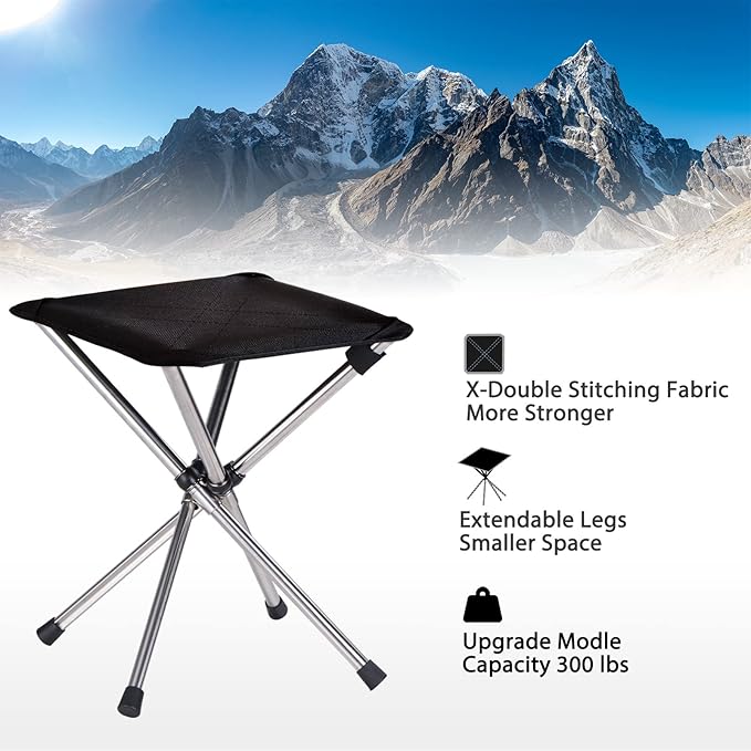 Portable Folding Camping Stool – Lightweight Compact Outdoor Chair with Carry Bag for Camping, Hiking, Fishing & Travel (27 cm / 31 cm)