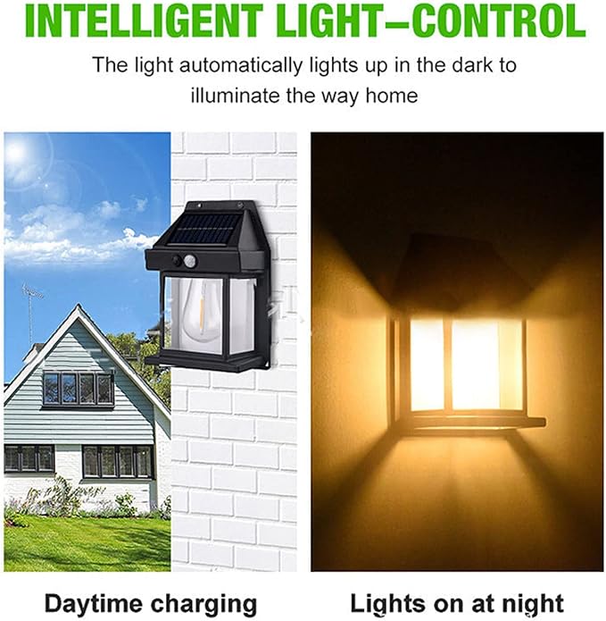 Solar Outdoor Wall Lantern – LED Motion Sensor Solar Light with Warm White Glow, 3 Lighting Modes & Waterproof Security Lamp for Porch, Fence & Garden