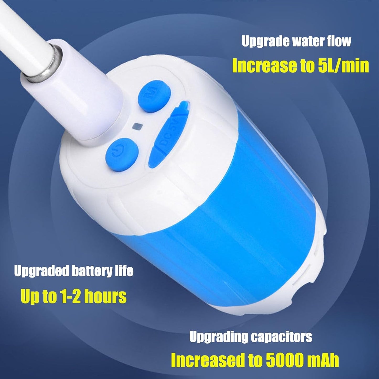 Blue basic model,Portable Camping Shower,No Need to Plug in,USB Charging Power Supply,Equipped with 6000 mAh Large Battery,Can be Used for Outdoor Shower,Outdoor Car Washing