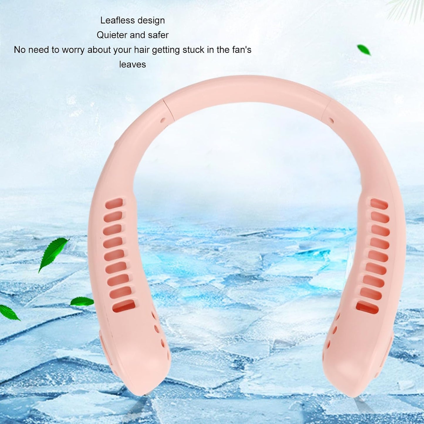 White Neck Fan USB Rechargeable – Portable Bladeless Personal Fan with 360° Airflow & 3-Speed Cooling for Travel, Office & Outdoor Use
