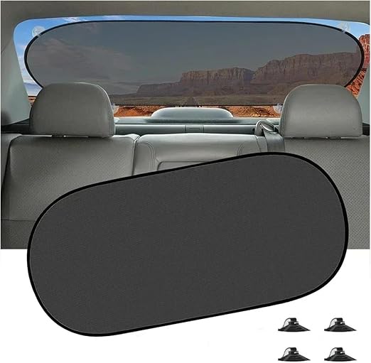 Universal Rear Car Window Sunshade – Foldable UV Protection Mesh Sun Shade with Suction Cups, 100 × 50 cm