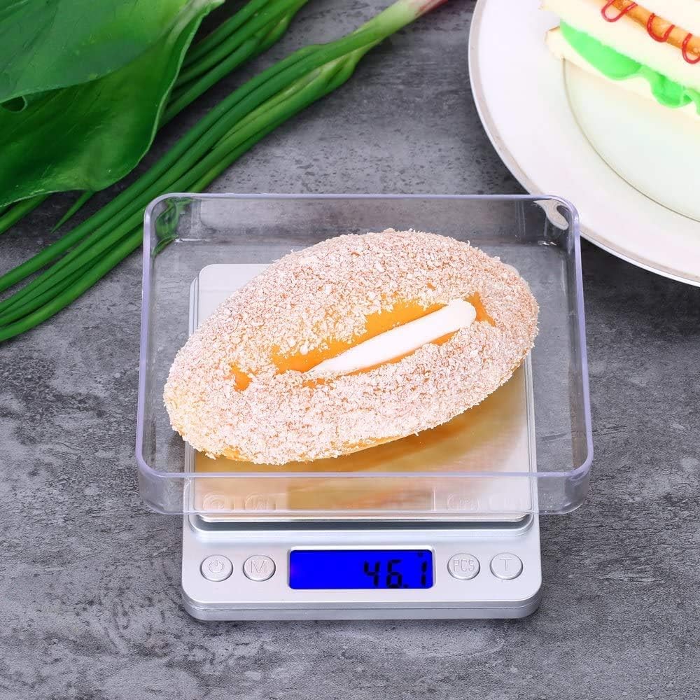 High Precision Digital Kitchen Scale – Electronic Food & Jewelry Scale with LCD Display, Stainless Steel Platform, Tare Function & Dual Trays