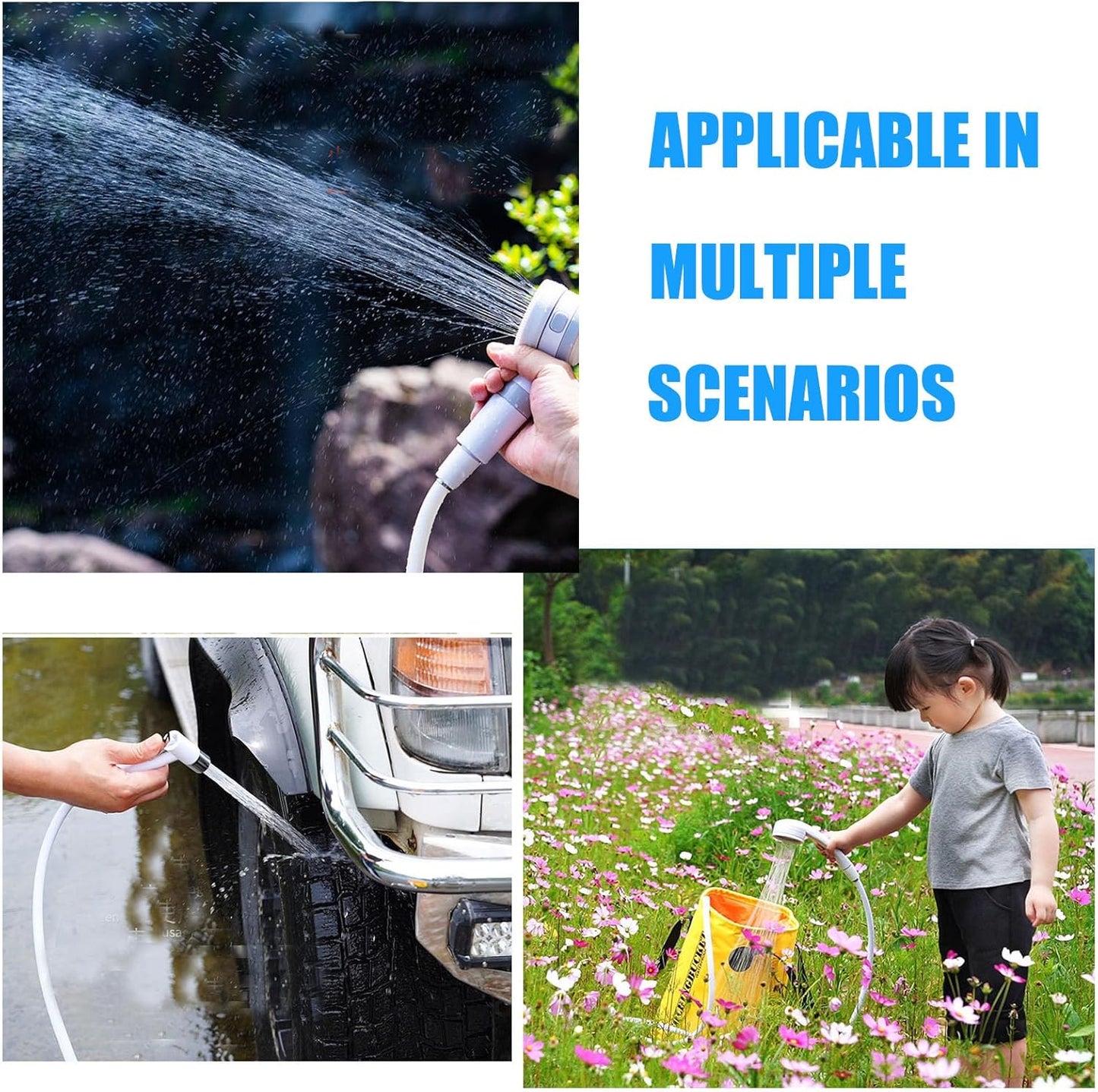 Blue basic model,Portable Camping Shower,No Need to Plug in,USB Charging Power Supply,Equipped with 6000 mAh Large Battery,Can be Used for Outdoor Shower,Outdoor Car Washing