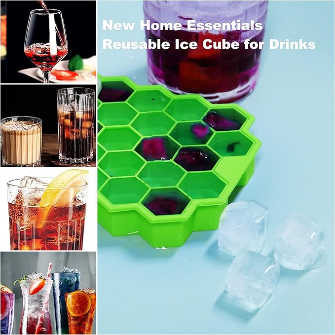 Silicone Ice Cube Trays with Lid – Easy-Release Reusable Ice Makers for Freezer, Stackable Organizer Bins for Cocktails & Iced Coffee
