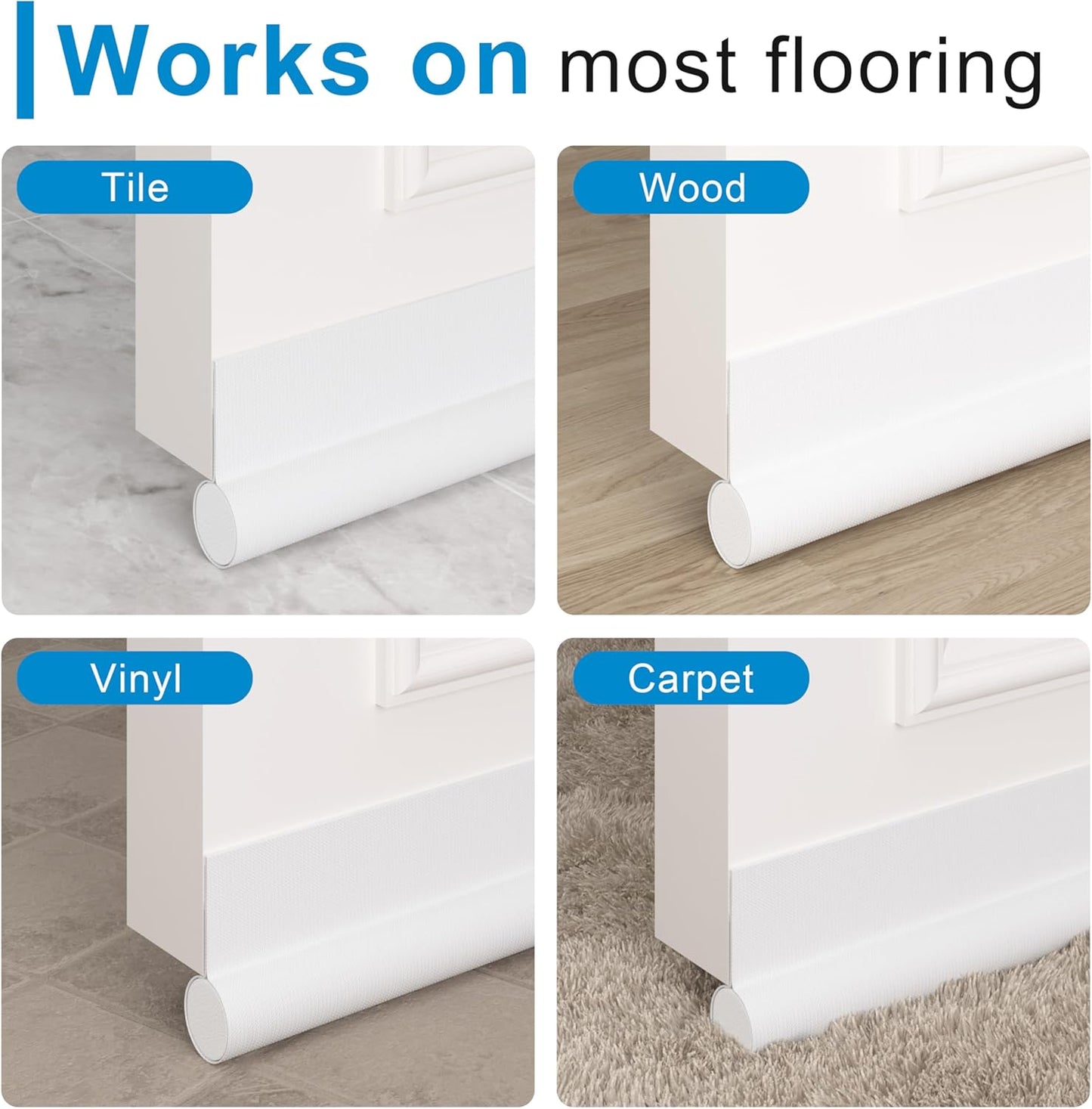 Adjustable Under Door Draft Stopper – 37 Inch Cuttable One-Sided Door Draft Blocker for Noise, Dust, Insects & Weather Protection