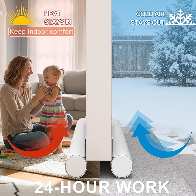 Adjustable Under Door Draft Stopper – 37 Inch Cuttable One-Sided Door Draft Blocker for Noise, Dust, Insects & Weather Protection