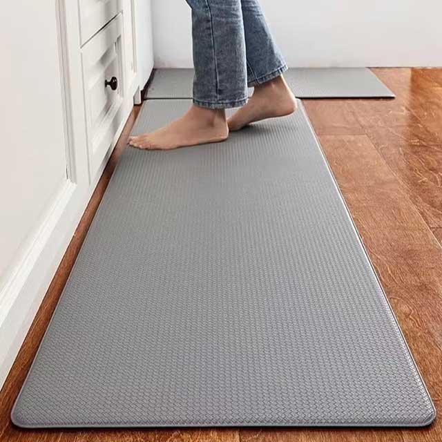 8mm Thickness Anti-Fatigue PVC Kitchen Mats 2Pcs/Set (45x75 + 45x180cm) - Waterproof, Washable Rectangular Floor Mats for Comfort and Durability