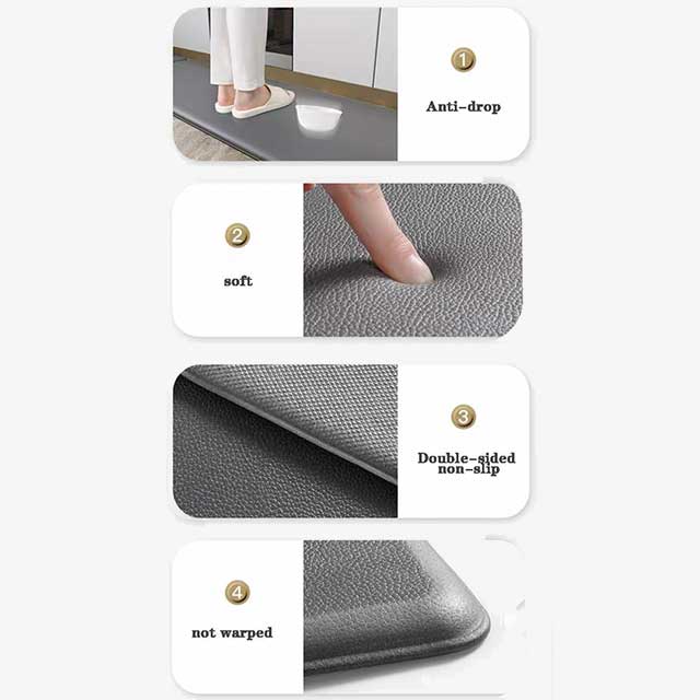 8mm Thickness Anti-Fatigue PVC Kitchen Mats 2Pcs/Set (45×75 + 45x180cm) – Waterproof, Washable Rectangular Floor Mats for Comfort and Durability