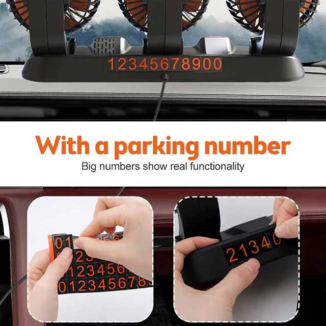 360° Adjustable Dual Head Car Fan – USB/12V Electric Cooling Fan with 2 Speeds | Silent Airflow for Car, Home, Desk & Office