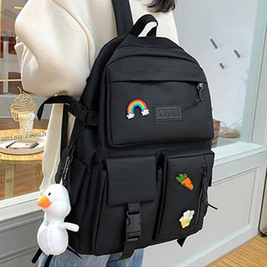 4 Pcs/Set Canvas School Bags Backpack – Durable, Stylish Backpack Set for Kids, Teens & Students