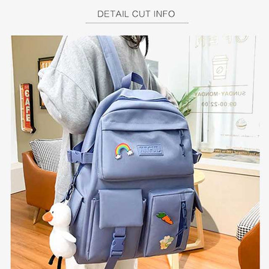 4 Pcs/Set Canvas School Bags Backpack – Durable, Stylish Backpack Set for Kids, Teens & Students