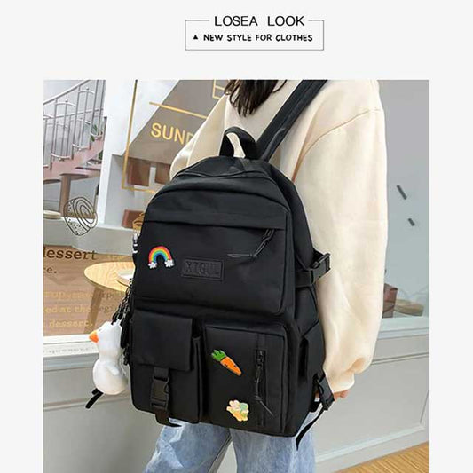 4 Pcs/Set Canvas School Bags Backpack – Durable, Stylish Backpack Set for Kids, Teens & Students