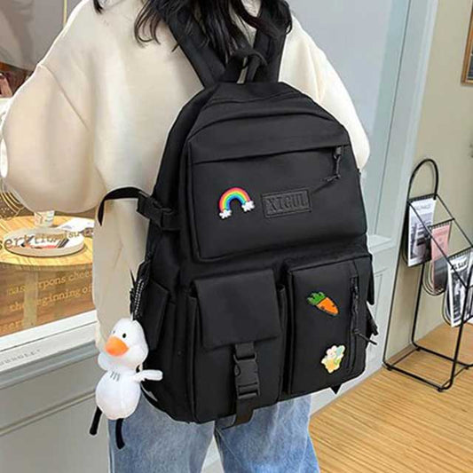 4 Pcs/Set Canvas School Bags Backpack – Durable, Stylish Backpack Set for Kids, Teens & Students