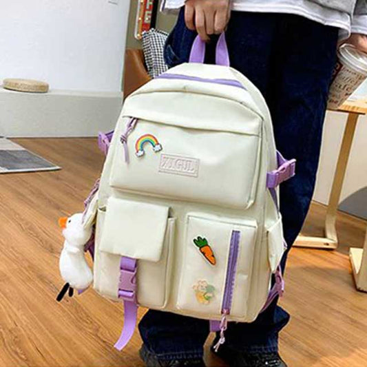 4 Pcs/Set Canvas School Bags Backpack – Durable, Stylish Backpack Set for Kids, Teens & Students
