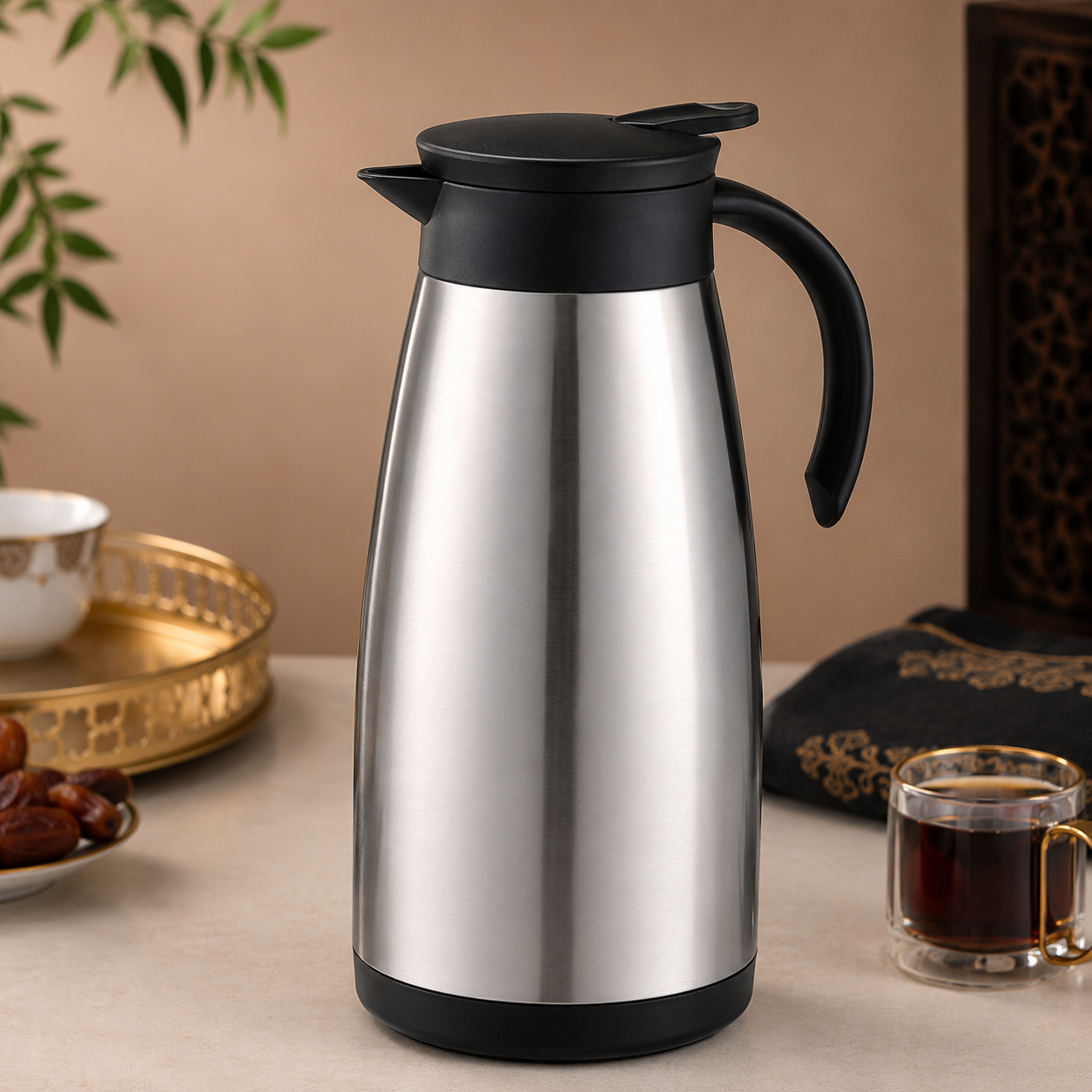 Stainless Steel Vacuum Insulated Coffee Carafe – Thermal Thermos Flask for Coffee, Tea & Hot/Cold Beverages, Leakproof Serving Jug