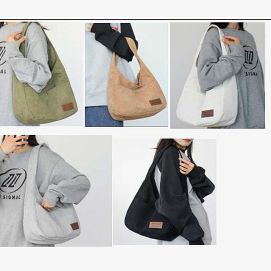 Corduroy Casual Women’s Solid Shoulder Bag – Stylish and Comfortable Everyday Handbag