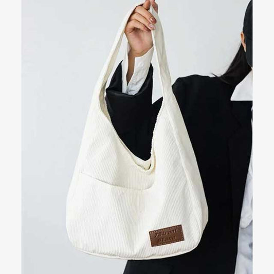 Corduroy Casual Women’s Solid Shoulder Bag – Stylish and Comfortable Everyday Handbag