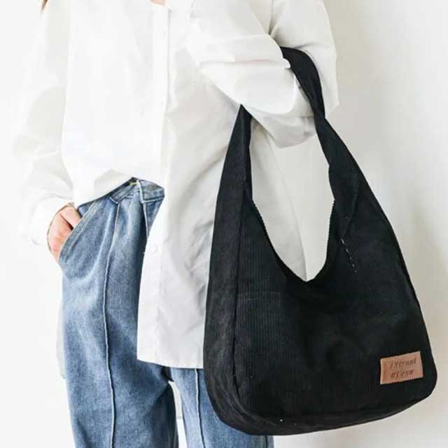 Corduroy Casual Women’s Solid Shoulder Bag – Stylish and Comfortable Everyday Handbag