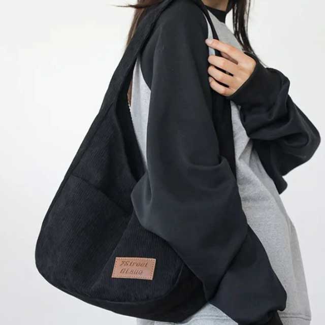 Corduroy Casual Women’s Solid Shoulder Bag – Stylish and Comfortable Everyday Handbag