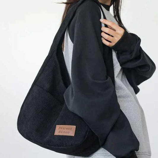 Corduroy Casual Women’s Solid Shoulder Bag – Stylish and Comfortable Everyday Handbag