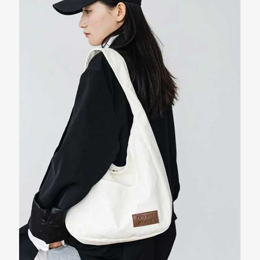 Corduroy Casual Women’s Solid Shoulder Bag – Stylish and Comfortable Everyday Handbag