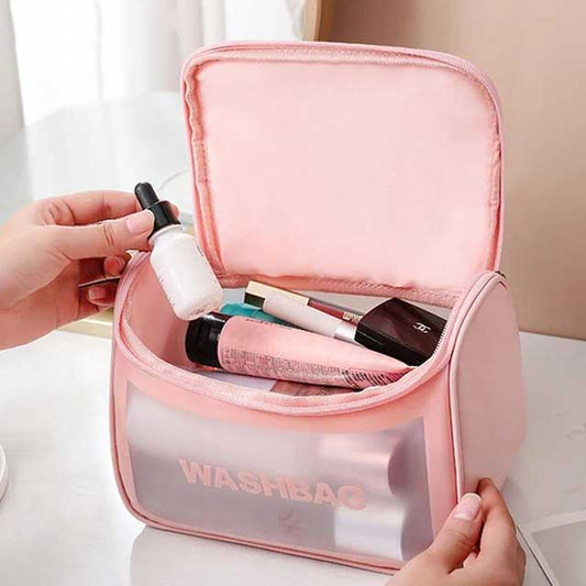 Large Capacity Portable Waterproof Transparent PVC Women Cosmetic Bag – Travel Organizer for Makeup & Toiletries