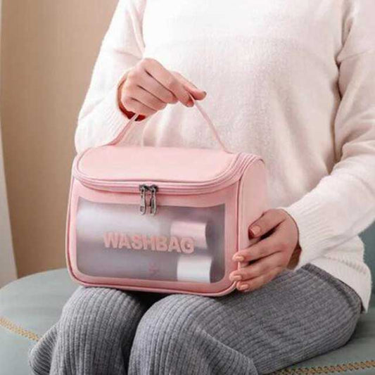 Large Capacity Portable Waterproof Transparent PVC Women Cosmetic Bag – Travel Organizer for Makeup & Toiletries