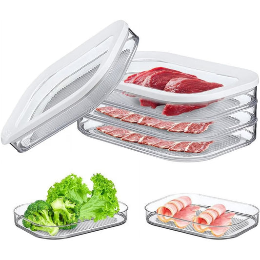 Stackable Deli Meat Storage Container for Fridge – BPA-Free Lunch Meat, Bacon & Cold Cuts Organizer with Lid, White