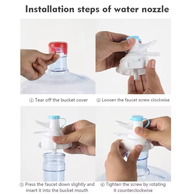 White Detachable Bottled Water Stand with Manual Dispenser Faucet – Folding Mineral Water Bucket Rack – Portable Heavy-Duty Water Jug Holder for Home & Office