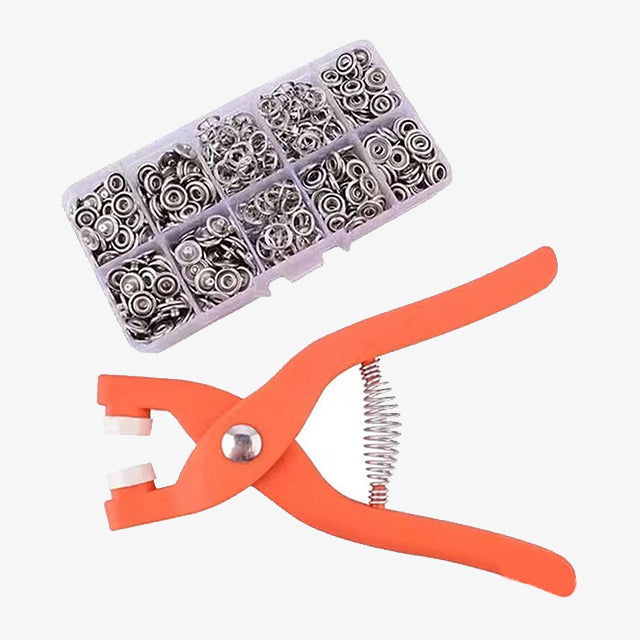 Hole Punch Tool Kit with 100 Silver Metal Eyelets – Durable Punching Kit for Fabric, Leather & Craft Projects