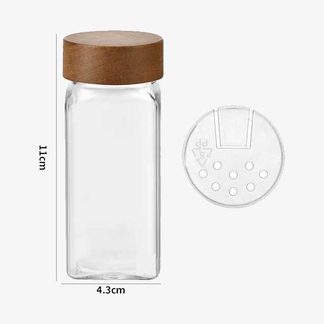12 PCS Glass Spice Jars with Wooden Lids – Airtight, Elegant Storage Containers for Spices & Herbs