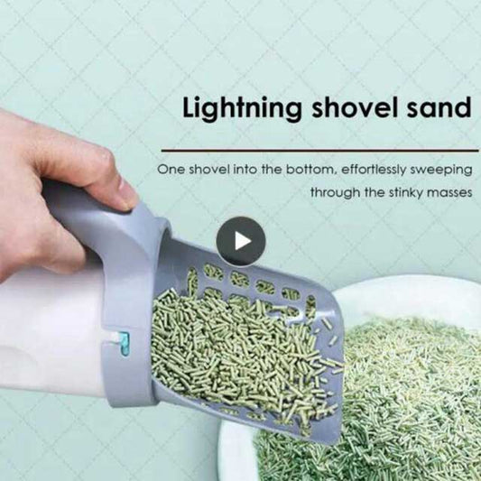 Grey Self-Cleaning Cat Litter Scoop – Effortless, Hygienic Litter Management Tool