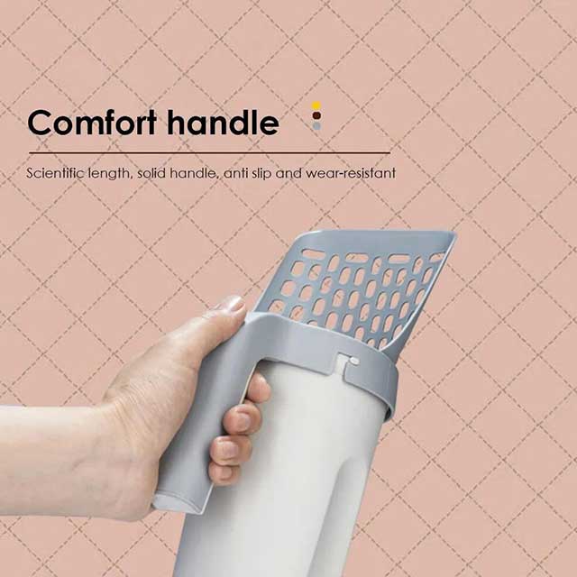 Grey Self-Cleaning Cat Litter Scoop – Effortless, Hygienic Litter Management Tool