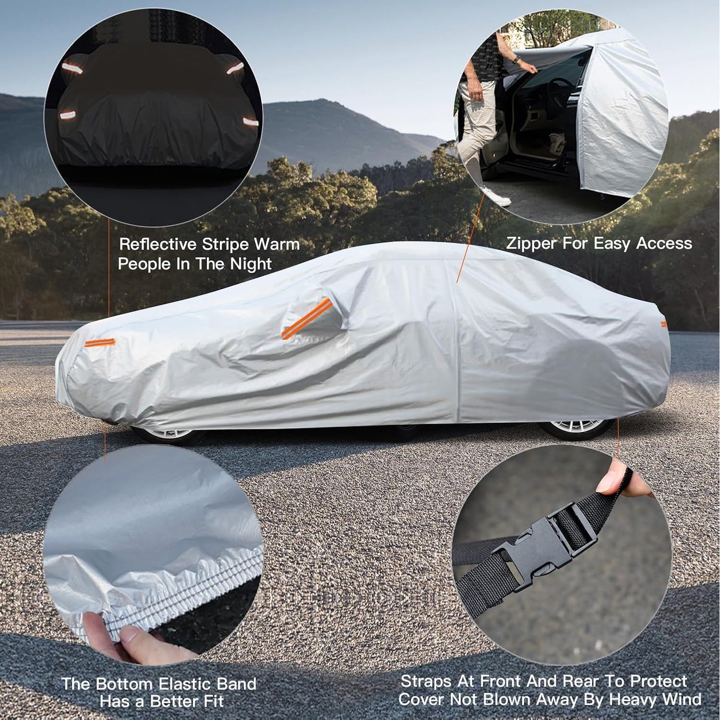 Universal Waterproof Car Cover – All-Weather Outdoor Vehicle Cover with UV, Rain, Dust & Snow Protection for Sedans & SUVs