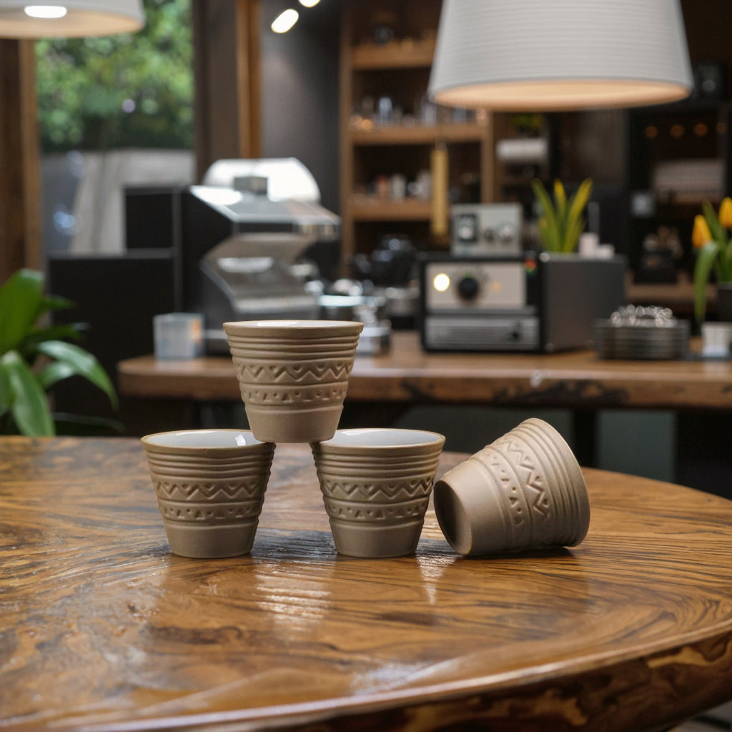 Vintage Turkish Ceramic Coffee & Tea Cup – 60ml Arabic Espresso Cup with Embossed Pattern for Turkish Coffee & Espresso