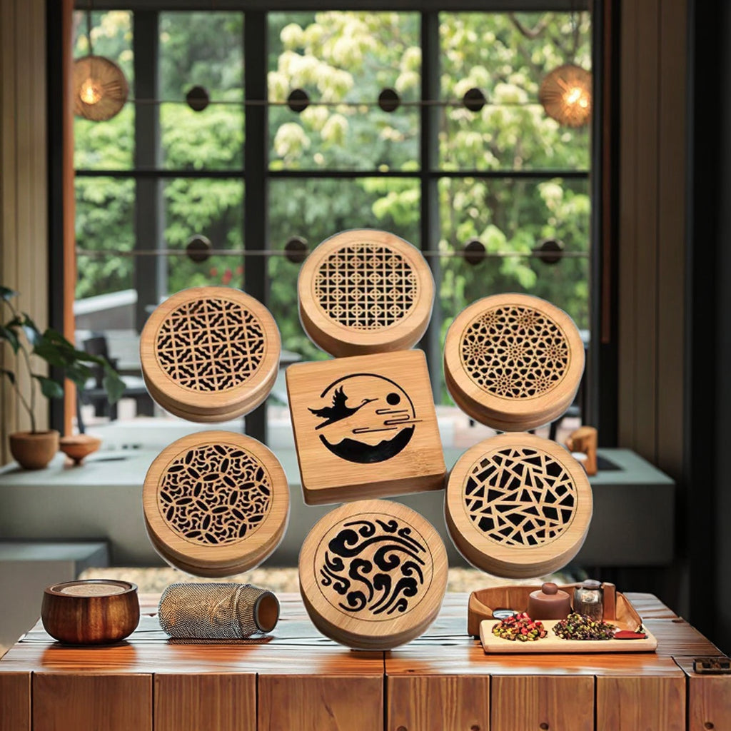 Handcrafted Bamboo Incense Burner with Decorative Lid | Wooden Incense Holder for Oud, Musk, Sandalwood & Bakhoor | Home & Office Decor