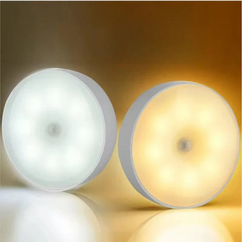 Rechargeable Wireless Motion Sensor LED Night Light | Magnetic USB Body Induction Lamp for Bedroom, Kitchen, Cabinet & Hallway | Warm & White Light