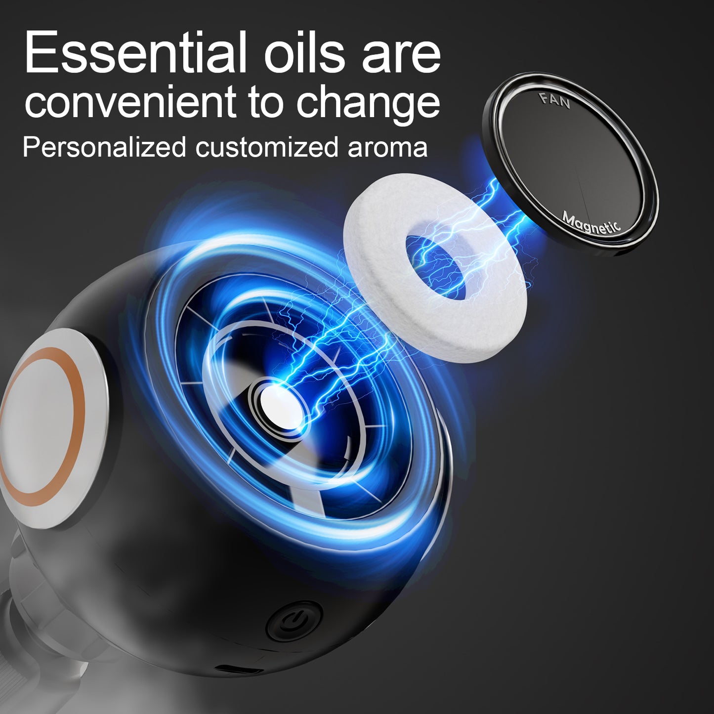 4-in-1 Magnetic Car Phone Holder with Cooling Fan – Magnetic Dashboard & Air Vent Mount with Aroma Diffuser, RGB Ambient Light & Portable Car Phone Stand