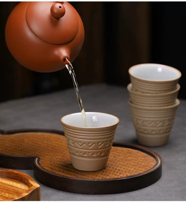 Vintage Turkish Ceramic Coffee & Tea Cup – 60ml Arabic Espresso Cup with Embossed Pattern for Turkish Coffee & Espresso