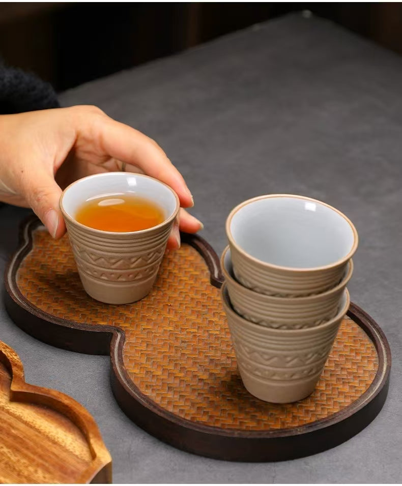 Vintage Turkish Ceramic Coffee & Tea Cup – 60ml Arabic Espresso Cup with Embossed Pattern for Turkish Coffee & Espresso