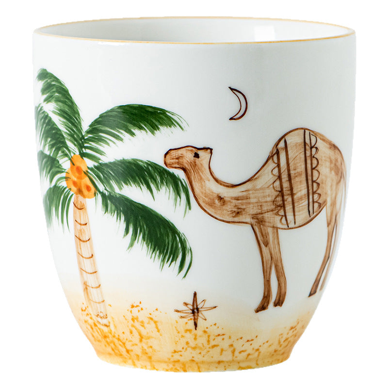 230ml Ceramic Espresso Coffee Mug – Arabic Coffee Cup with Coconut Palm Tree Design for Oman, UAE, Saudi Arabia & Kuwait
