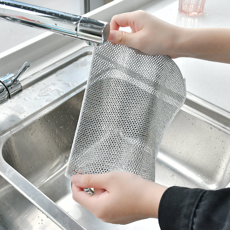 24×24cm Kitchen Scrubbing Cleaning Cloth – Reusable Non-Scratch Dish, Pot & Pan Cleaning Mesh Cloth for Kitchen & Household Cleaning