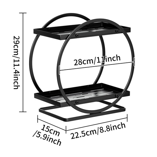 2-Tier Metal Bathroom Counter Organizer – Makeup, Skincare & Perfume Storage Shelf for Vanity, Dresser & Countertop (22.5 × 15 × 29 cm)